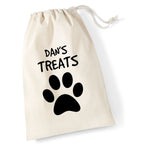 Load image into Gallery viewer, Personalised Dog/Cat Cotton Drawstring Treat Bag With Paw Print
