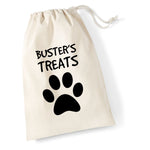 Load image into Gallery viewer, Personalised Dog/Cat Cotton Drawstring Treat Bag With Paw Print
