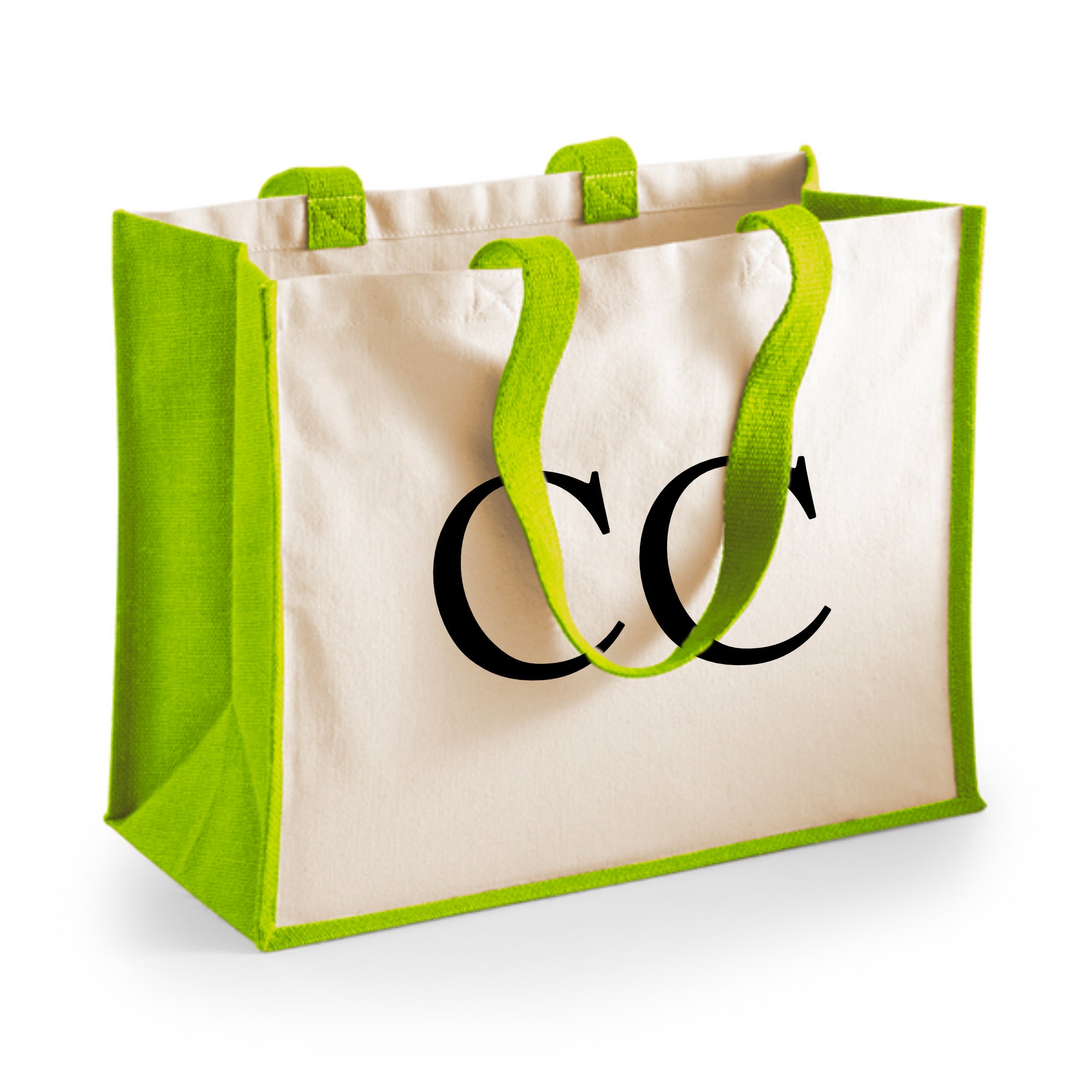 Personalised Initial Monogram Large Jute Tote Bag