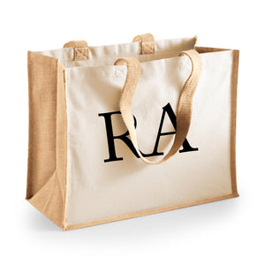 Personalised Initial Monogram Large Jute Tote Bag