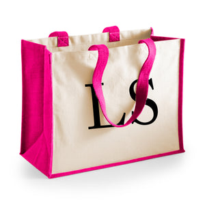 Personalised Initial Monogram Large Jute Tote Bag