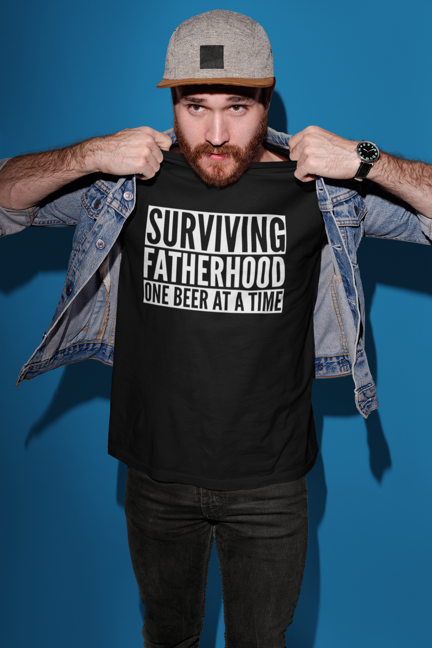 Surviving Fatherhood One Beer At A Time - Mens/Adults Novelty T-shirt DES2