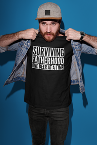 Surviving Fatherhood One Beer At A Time - Mens/Adults Novelty T-shirt DES2