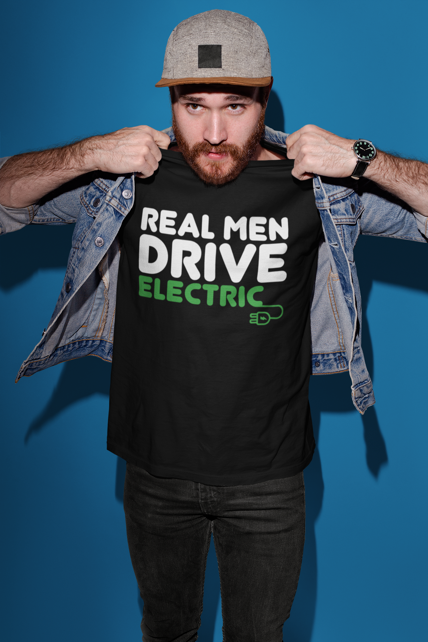 Real Men Drive Electric Mens/Adults Novelty Tshirt