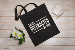 Easily Distracted By Wine Lightweight Tote Bag