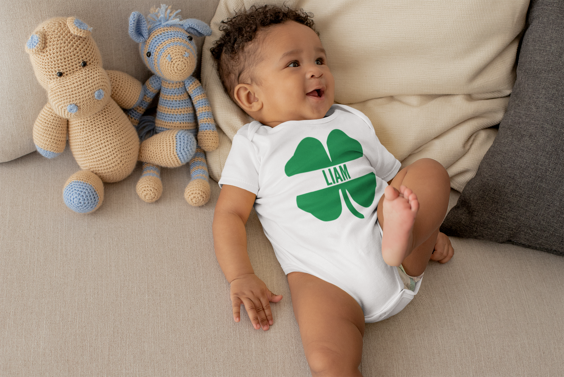 Personalised Kids Baby Toddler Name Shamrock Bodysuit