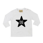 Load image into Gallery viewer, One Star One Year Old 1st Birthday LONG SLEEVE Kids T-Shirt
