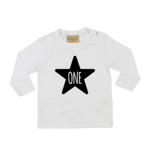 One Star One Year Old 1st Birthday LONG SLEEVE Kids T-Shirt