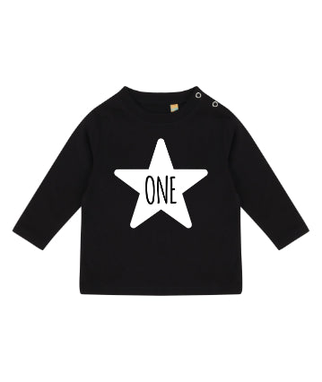 One Star One Year Old 1st Birthday LONG SLEEVE Kids T-Shirt