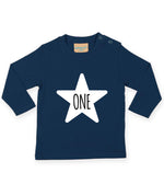 Load image into Gallery viewer, One Star One Year Old 1st Birthday LONG SLEEVE Kids T-Shirt
