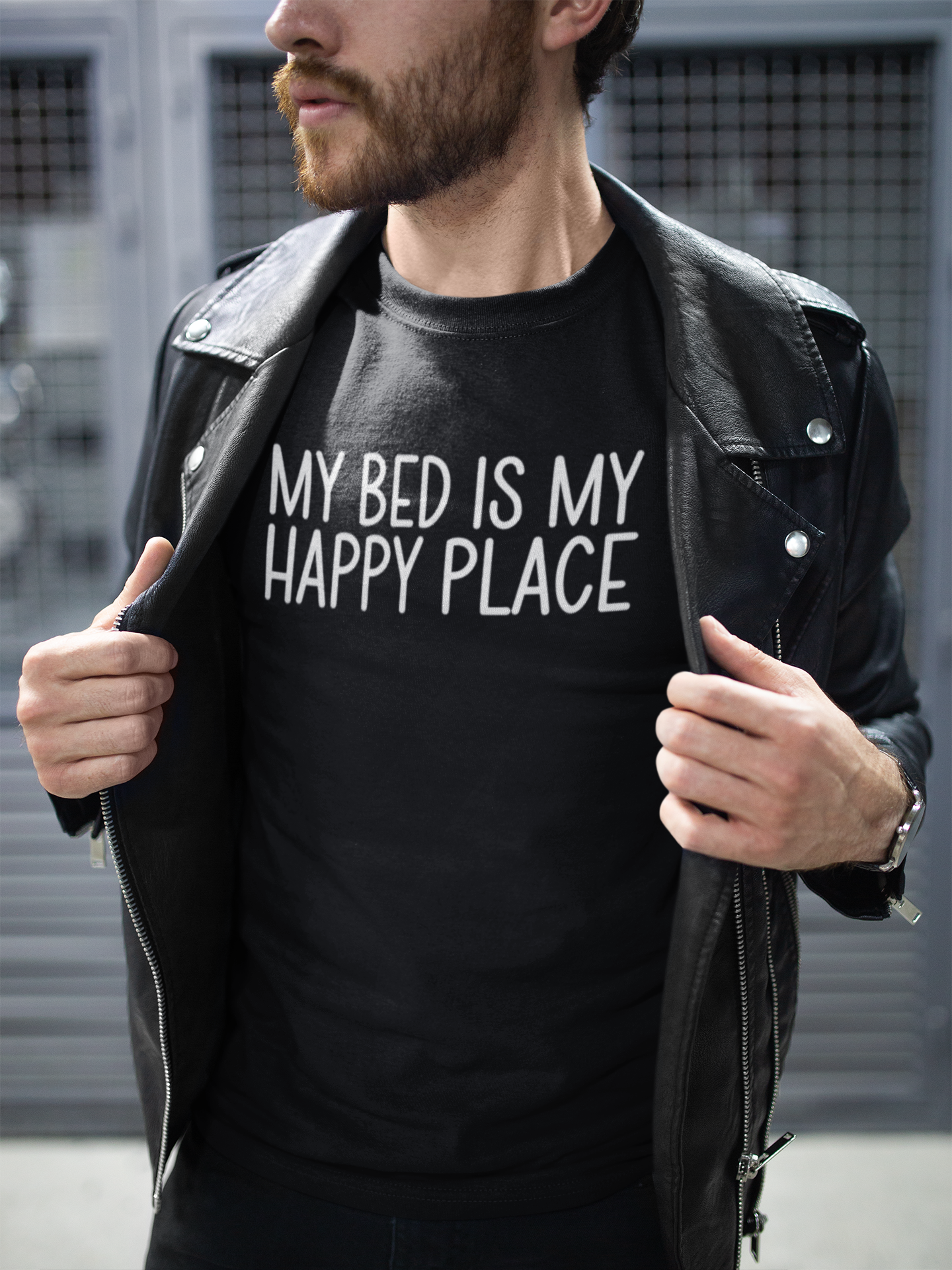 My Bed Is My Happy Place Mens/Adults T-shirt