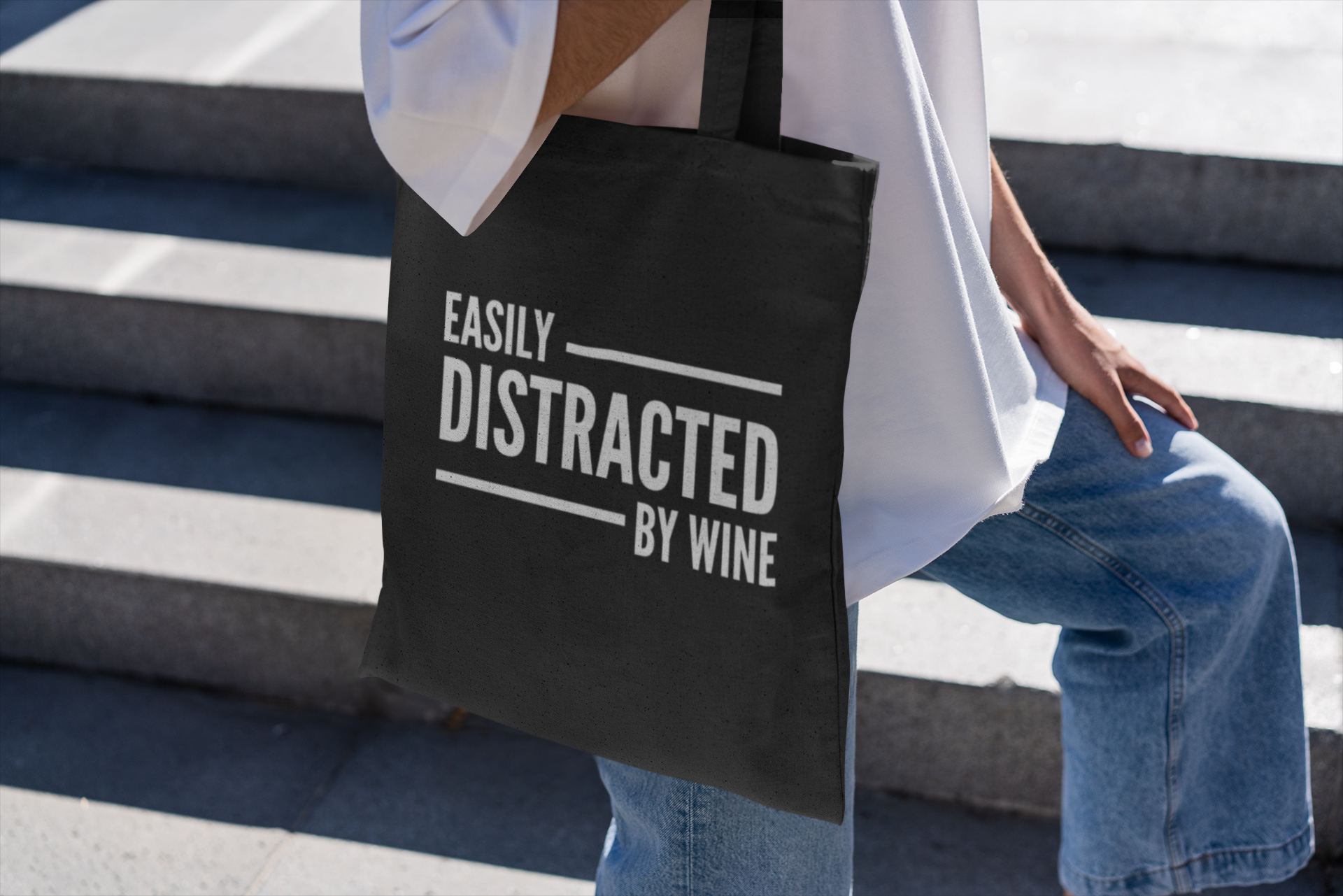 Easily Distracted By Wine Lightweight Tote Bag